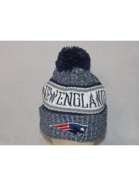 New England Patriots Beanie Pom Pom New Era Football NFL (Grey)